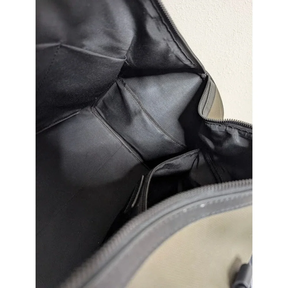 Maverick and C Olive Green Canvas Nylon‎ Strip Duffle Bag Weekend Travel Pockets